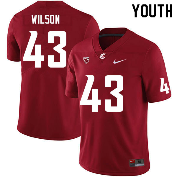 Youth #43 Ben Wilson Washington State Cougars College Football Jerseys Sale-Crimson - Click Image to Close
